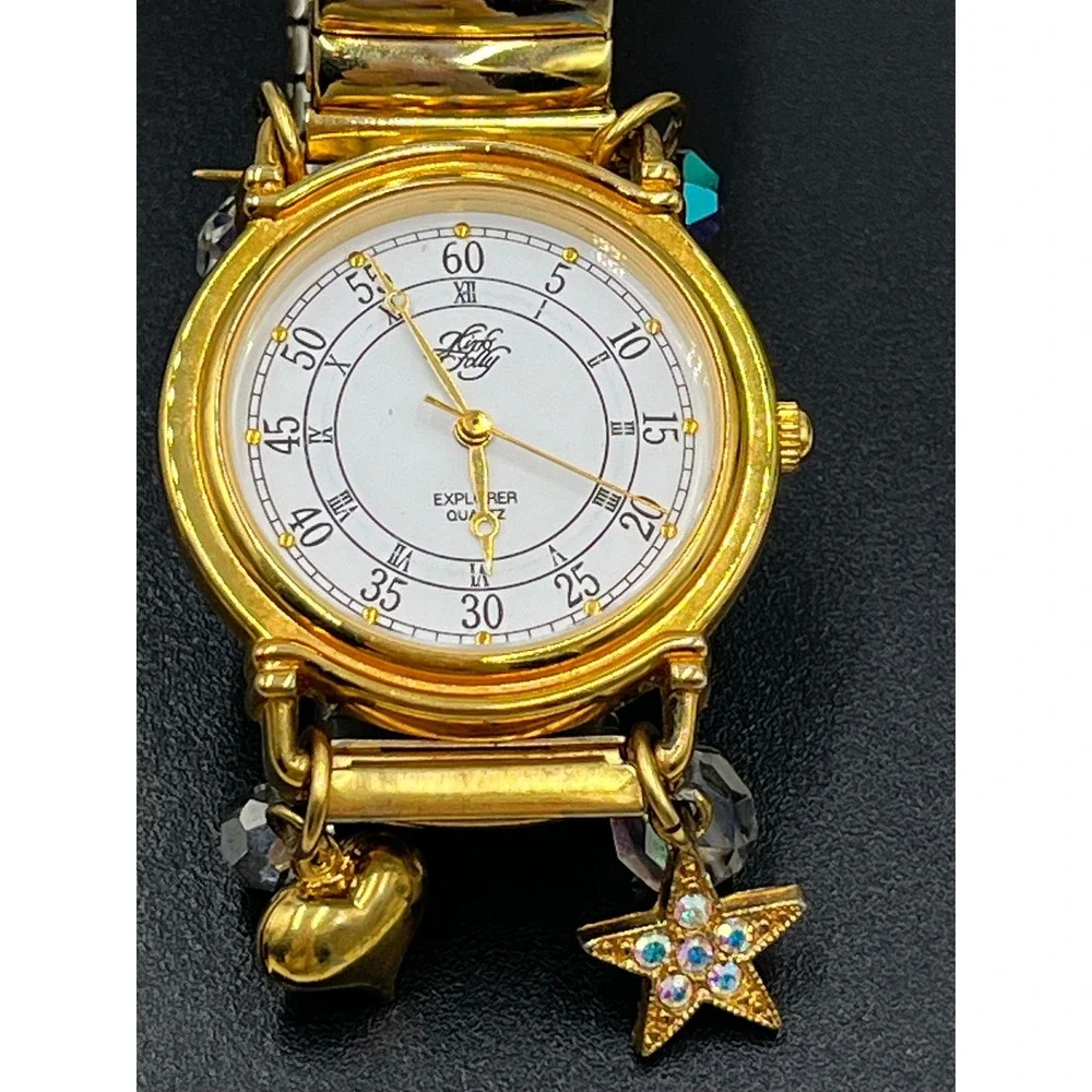 Kirks Folly Explorer Quartz Dangling Charm Expandable Band Watch New Battery